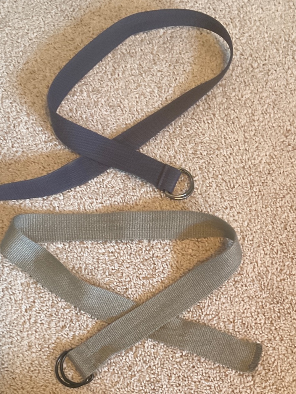Set of Two D-Ring Web Belts in Charcoal and Olive